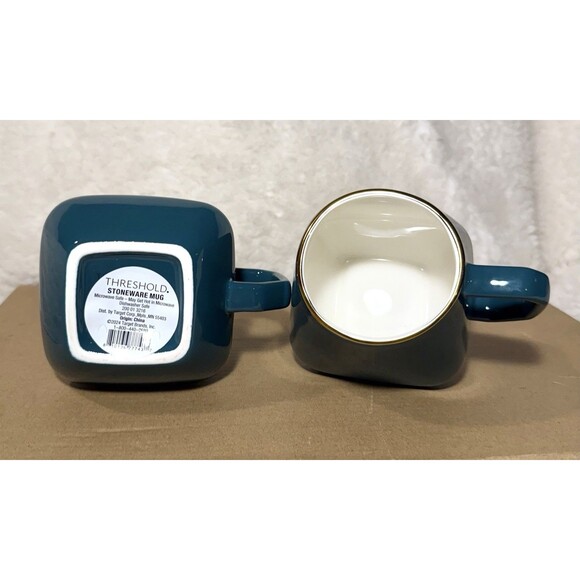 Set Of 2 - Threshold Geo Mug Garnet With Gold Rim 16 oz NEW - Picture 5 of 5